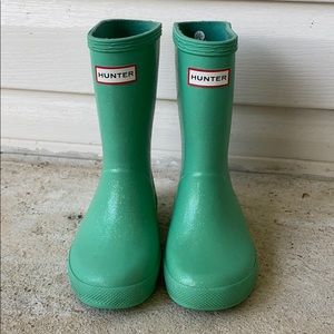 Green Glitter Hunter Toddler Rain Boots Size 9